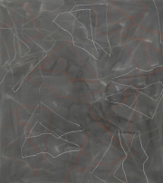 9/5,   Wachs-,  Fettkreide, Tusche auf Leinwand, 150 x 135 cm