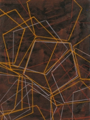 Fünfeck I, Fettkreide, Tusche auf Papier, 2015, 80 x 60 cm