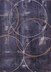 Kreise 12.8./7.10.24 I, Fettkreide über Monotypie, 70 x 50 cm